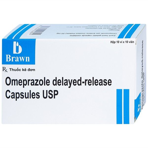 Thuốc Omeprazole Delayed Release Brawn điều trị loét dạ dày tá tràng (100 viên)