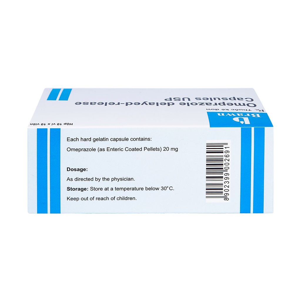 Thuốc Omeprazole Delayed Release Brawn điều trị loét dạ dày tá tràng (100 viên)