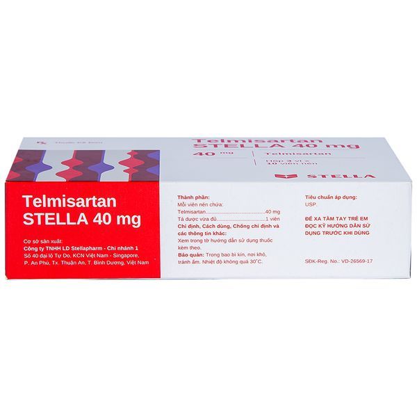 Thuốc Telmisartan Stella 40mg điều trị, phòng ngừa bệnh tim mạch (3 vỉ x 10 viên)