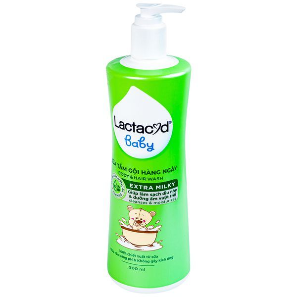 Lactacyd Baby Extra Milky (500ml) -  Sữa tắm gội hàng ngày sạch dịu nhẹ, dưỡng ẩm vượt trội