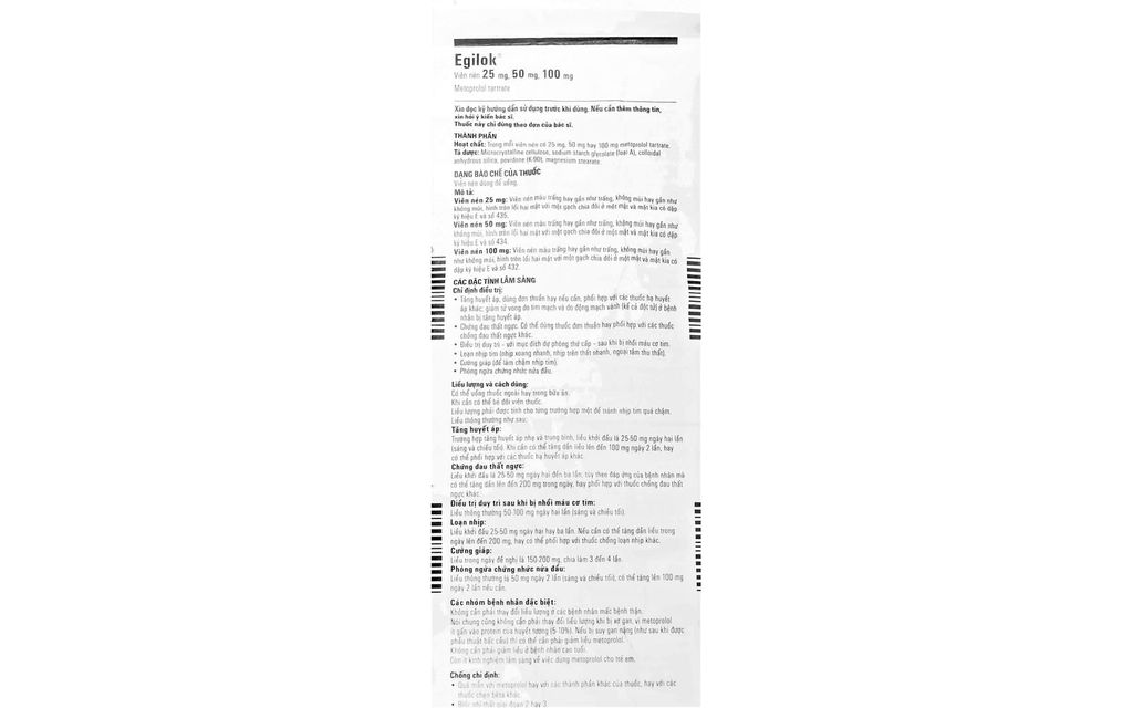 Thuốc Egilok 50mg Egis Pharma điều trị tăng huyết áp, đau thắt ngực (60 viên)