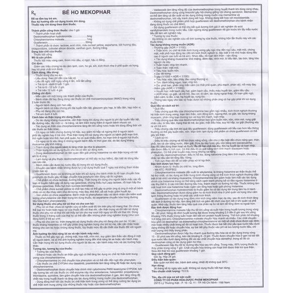 Thuốc Bé Ho Mekophar điều trị cảm cúm, ho gà (3g x 24 gói)