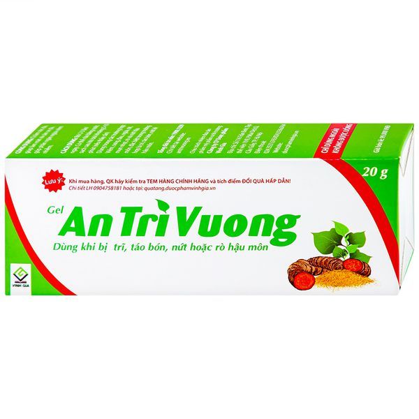 Gel An Trĩ Vương Vinh Gia dùng khi bị trĩ, táo bón, nứt hoặc rò hậu môn (20g)