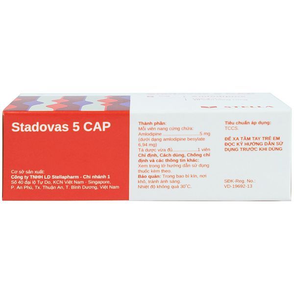 Thuốc Amlodipin Stada 5mg điều trị tăng huyết áp (3 vỉ x 10 viên)