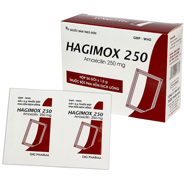 Thuốc Hagimox 250 DHG điều trị nhiễm khuẩn đường hô hấp (24 gói)