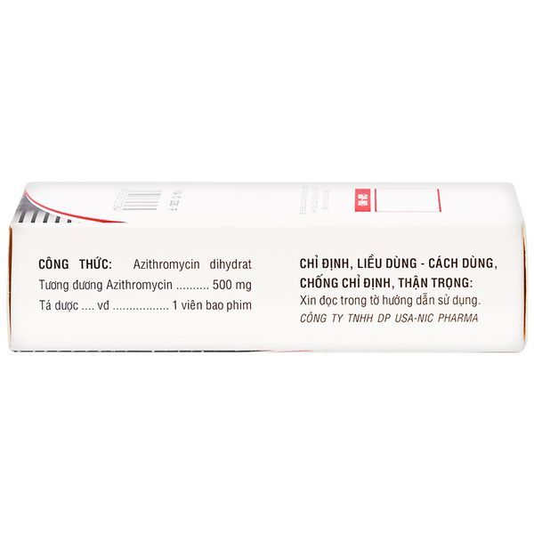 Thuốc Azitnic 500mg Usa - Nic Pharma hỗ trợ điều trị nhiễm khuẩn đường hô hấp (6 viên)