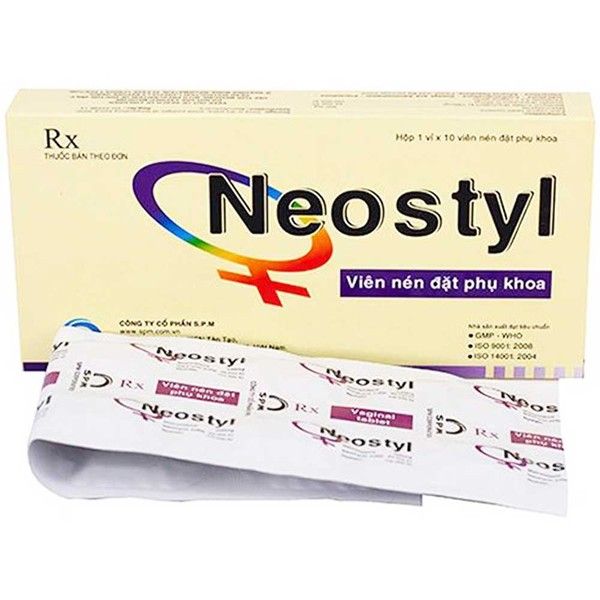 Viên nén đặt âm đạo Neostyl 500mg SPM điều trị nhiễm khuẩn, nấm âm đạo (1 vỉ x 10 viên)