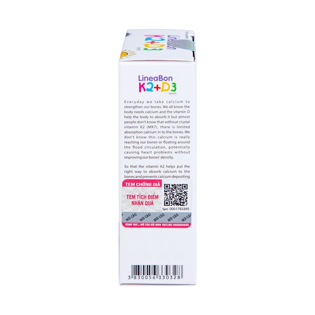 Dung dịch LineaBon K2+D3 ErgoPharm hỗ trợ bổ sung Vitamin D3 và Vitamin K2 (10ml)