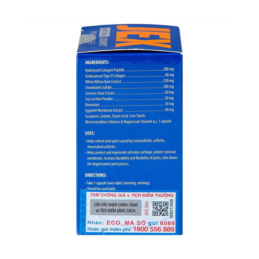 Viên uống Jex Natural Ecogreen hỗ trợ bảo vệ, tái tạo khớp (30 viên)