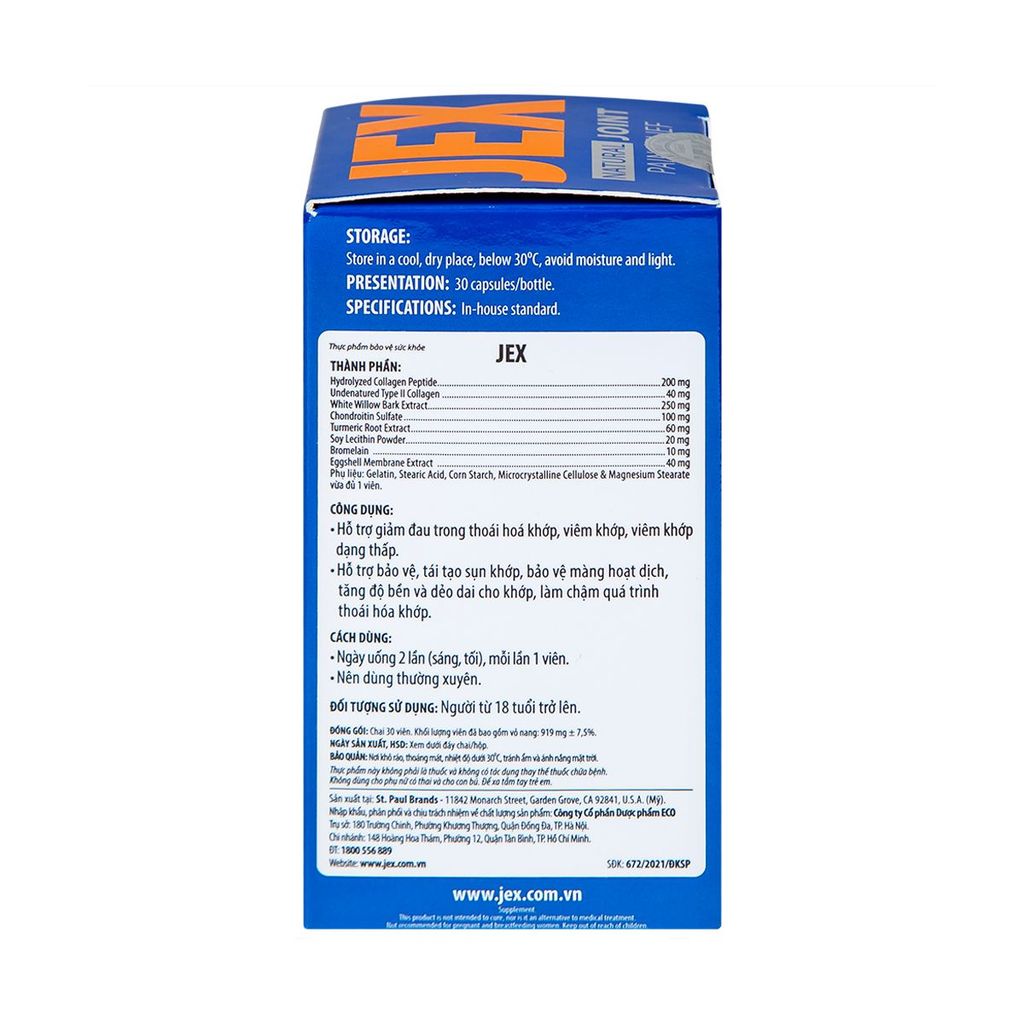 Viên uống Jex Natural Ecogreen hỗ trợ bảo vệ, tái tạo khớp (30 viên)