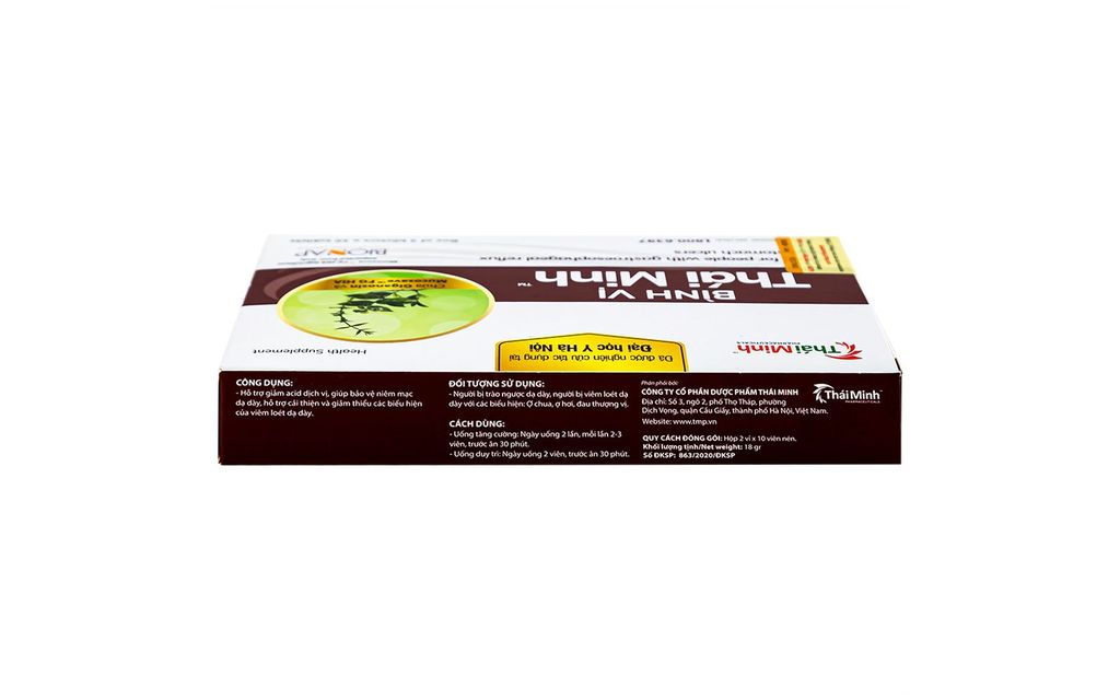 Viên Uống Bình Vị Thái Minh Hỗ Trợ Trào Ngược, Viêm Loét Dạ Dày 20 Viên