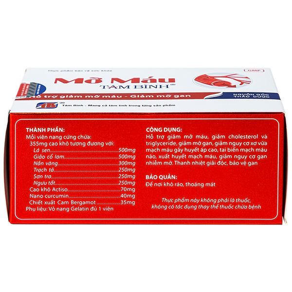 Viên uống Mỡ Máu Tâm Bình hỗ trợ giảm mỡ máu, giảm mỡ gan (60 viên)