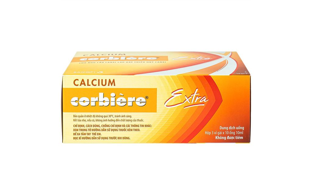 Calcium corbiere extra 10ml (3*10)- Dung dịch Calcium Corbiere Extra Sanofi bổ sung canxi (3 vỉ x 10 ống x 10ml)