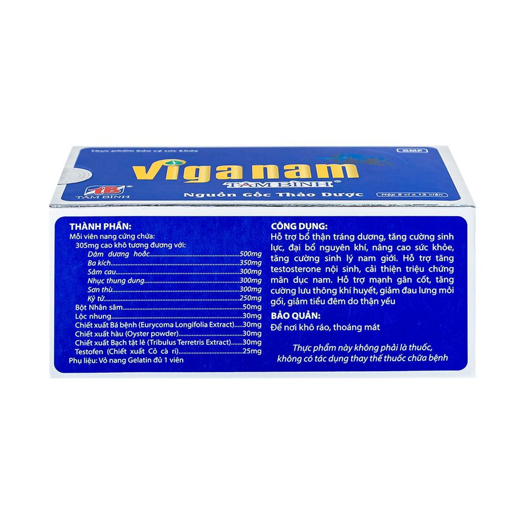 Viganam Tâm Bình hỗ trợ bổ thận tráng dương (60 viên)