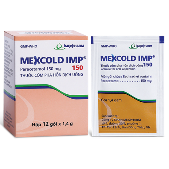Thuốc giảm đau, hạ sốt MEXCOLD 150 hộp 12 gói