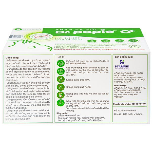 Khăn hạ sốt Dr.papie (5 túi*5 khăn)