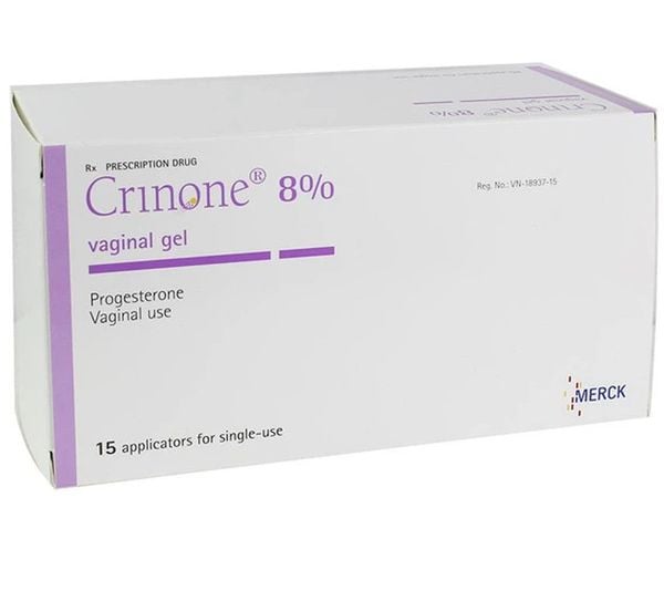 Gel Crinone 8% Merck điều trị các rối loạn liên quan đến sự thiếu hụt progesterone (15 ống)