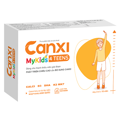 Canxi Mykids 4 TEENS. Bổ sung Canxi và vitamin D3 cho cơ thể, hỗ trợ xương và răng chắc khỏe