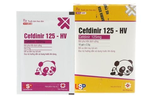 Bột pha hỗn dịch uống Cefdinir 125-HV trị nhiễm khuẩn (10 gói x 2.5g)