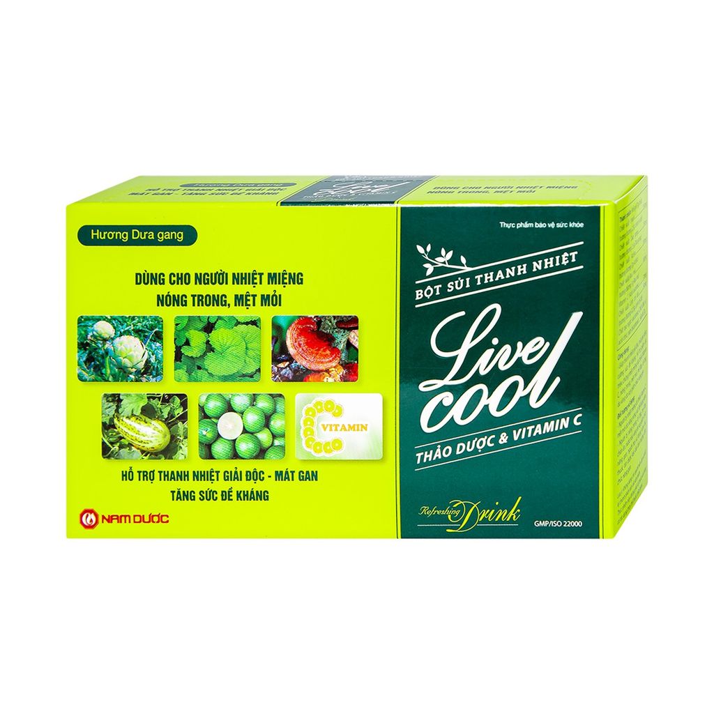 Bột sủi Thanh Nhiệt Livecool Nam Dược hương dưa gang mát gan, giải độc (7g x 10 gói)