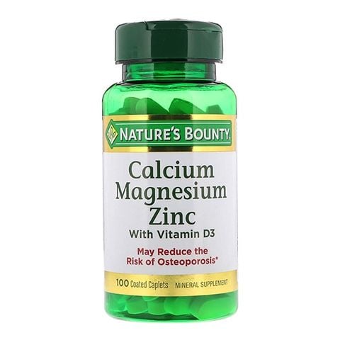 Viên uống Calcium Magnesium Zinc Nature's Bounty hỗ trợ duy trì sức khoẻ hệ xương (100 viên)