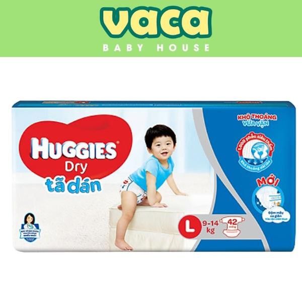 Bỉm Huggies Dry Gói Đại L42 (42 Miếng)