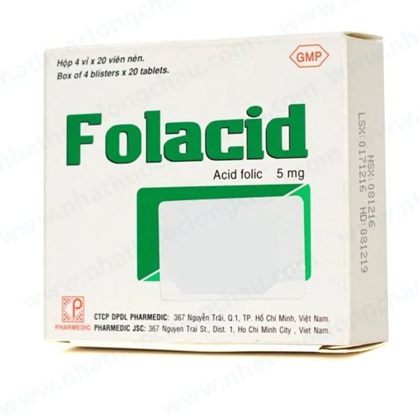 Thuốc Folacid 5mg Pharmedic điều trị thiếu máu nguyên hồng cầu khổng lồ (80 viên)