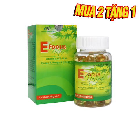 Vitamin E Focus Natural làm đẹp da từ bên trong, bổ sung omega 369, DHA, EPA dùng cho mọi đối tượng - Lọ 50 viên