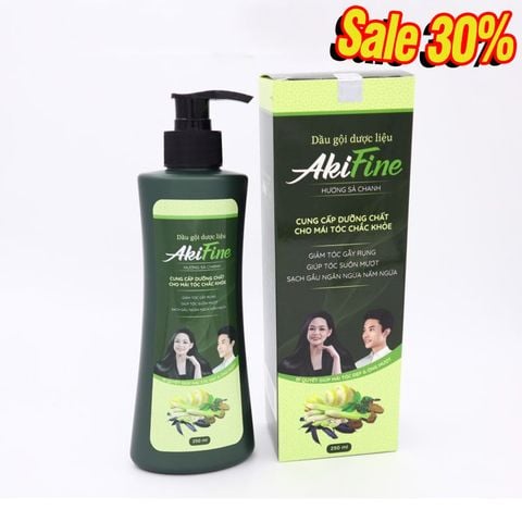Dầu gội nuôi dưỡng và chăm sóc tóc AKIFINE hương sả chanh - giảm rụng tóc, xơ tóc, tóc khô, phục hồi hư tổn và giảm gãy rụng tóc