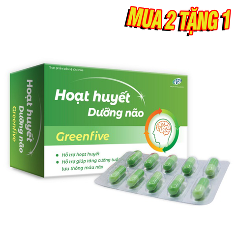 Hoạt huyết dưỡng não Greenfive, tăng cường tuần hoàn não cho người bị đau đầu, mất ngủ, suy giảm trí nhớ- Hộp 30 viên