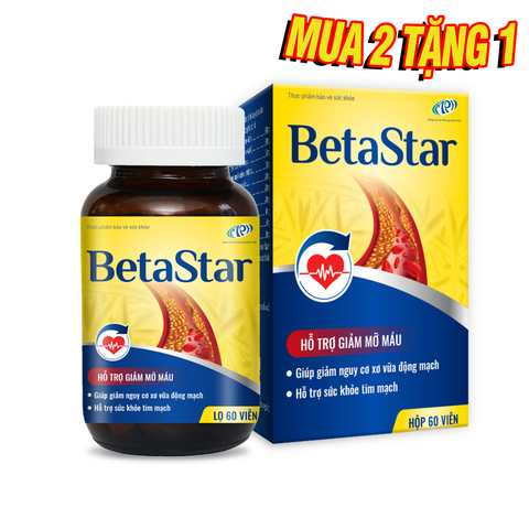 Hỗ trợ giảm mỡ máu, giúp giảm nguy cơ xơ vữa động mạch BetaStar ( lọ 60 viên )