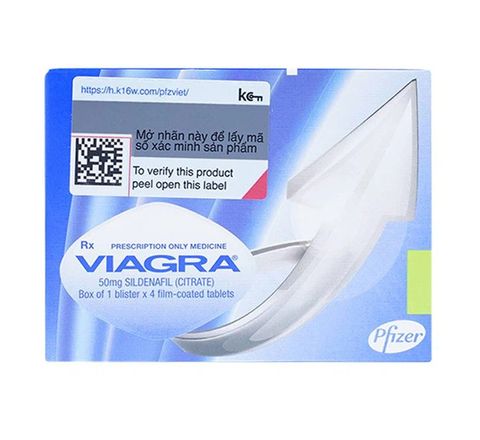 Thuốc Viagra 50mg Pfizer điều trị rối loạn cương dương (1 vỉ x 4 viên)