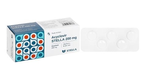 Thuốc Acyclovir Stella 200mg điều trị nhiễm virus Herpes Simplex (5 vỉ x 5 viên)