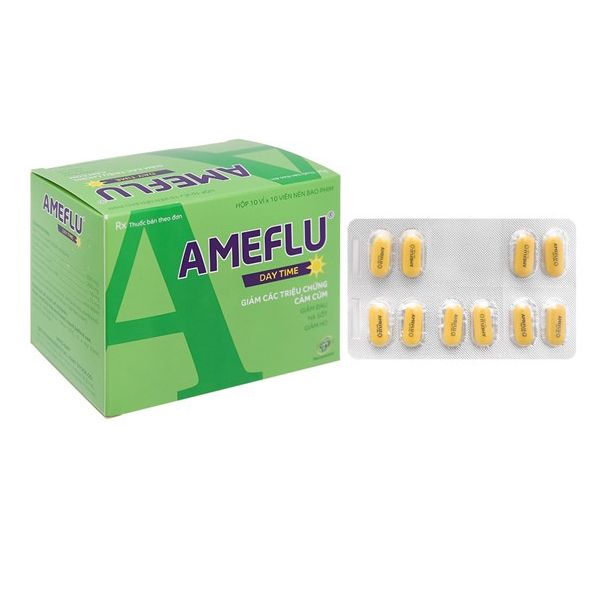 Thuốc Ameflu Day Time OPV giảm các triệu chứng cảm lạnh và cảm cúm (10 vỉ x 10 viên)