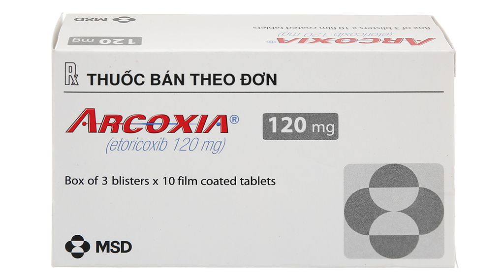Thuốc Arcoxia 120mg MSD điều trị thoái hoá khớp, viêm khớp dạng thấp (3 vỉ x 10 viên)