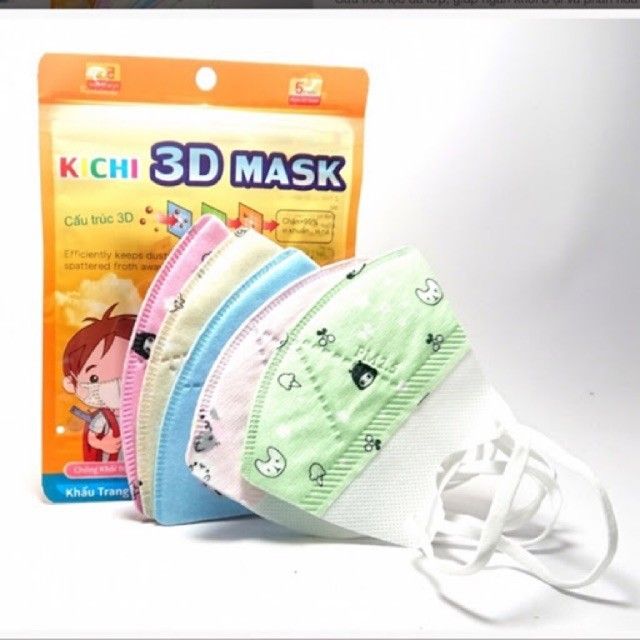 Khẩu trang trẻ em Kichi 3D Mask ( gói 5 cái)