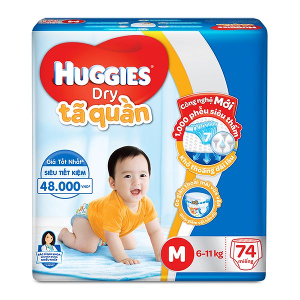 Bỉm Huggies quần size M (74 miếng)