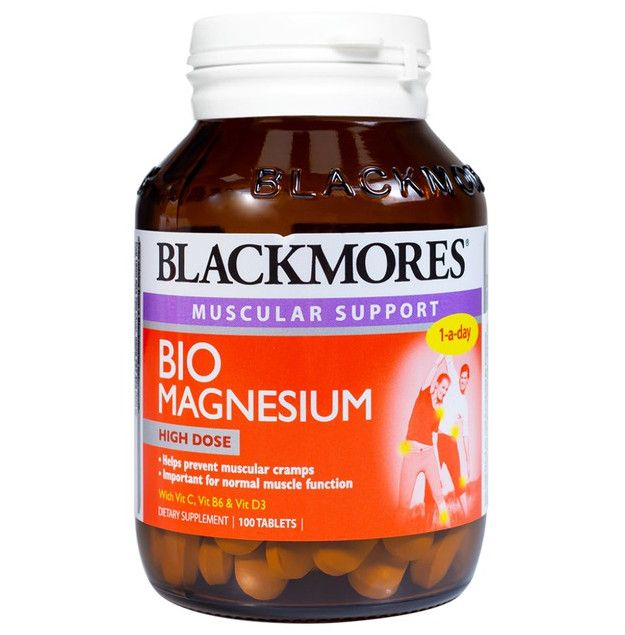 Viên uống Blackmores Bio Magnesium hỗ trợ cơ bắp, giảm triệu chứng tiền kinh nguyệt (100 viên)
