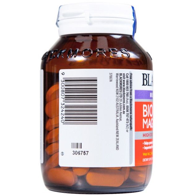 Viên uống Blackmores Bio Magnesium hỗ trợ cơ bắp, giảm triệu chứng tiền kinh nguyệt (100 viên)