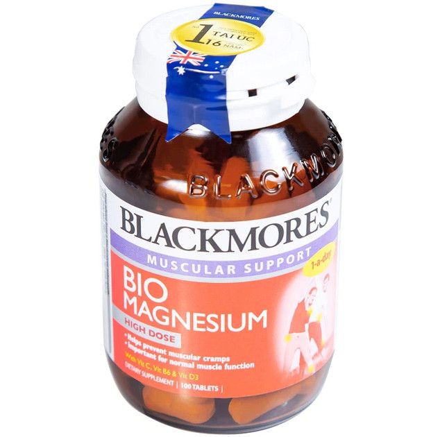 Viên uống Blackmores Bio Magnesium hỗ trợ cơ bắp, giảm triệu chứng tiền kinh nguyệt (100 viên)