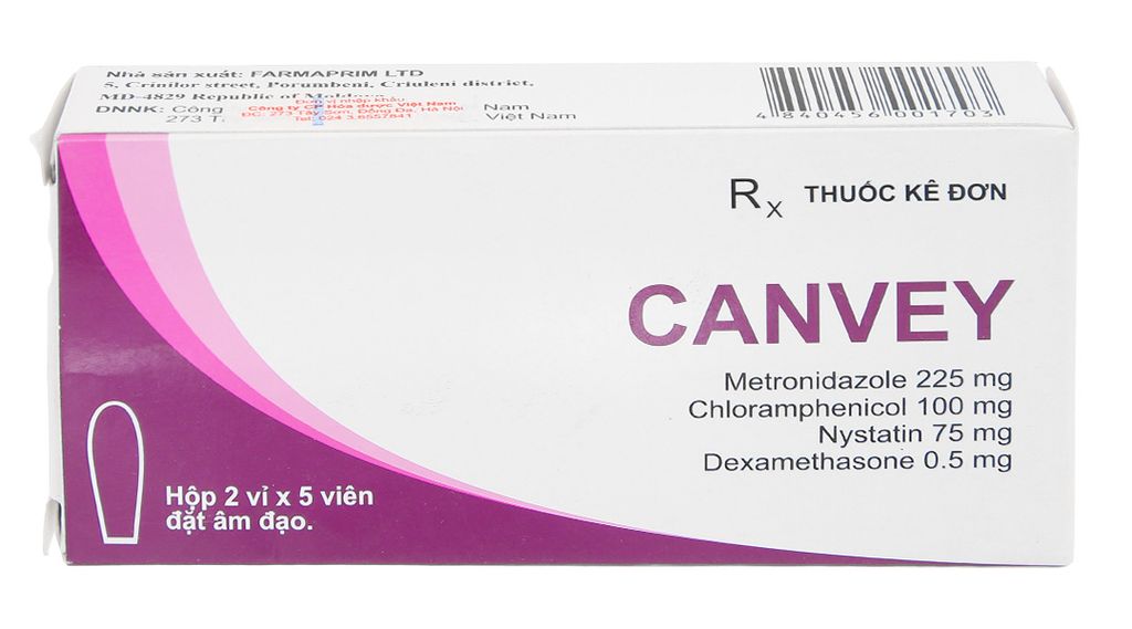 Thuốc đặt Canvey điều trị viêm âm đạo do nhiễm khuẩn (2 vỉ x 5 viên)