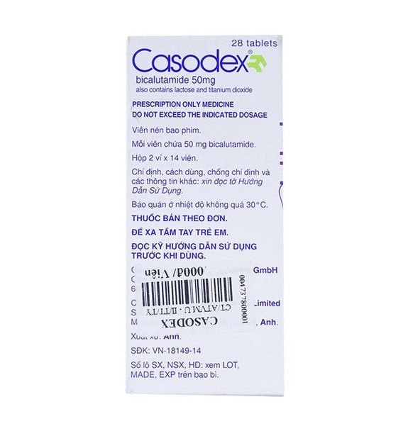 Thuốc Casodex 50mg AstraZeneca điều trị ung thư tiền liệt tuyến tiến triển (28 viên)