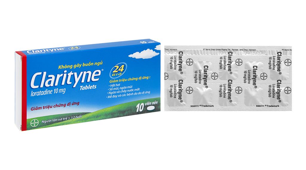 Thuốc Clarityne 10mg MSD giảm viêm mũi dị ứng, hắt hơi, sổ mũi (10 viên)