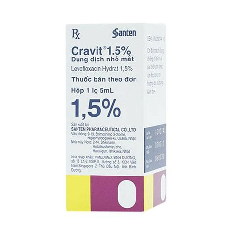 Thuốc nhỏ mắt Cravit 1.5% Santen điều trị viêm bờ mi, viêm túi lệ, lẹo (5ml)