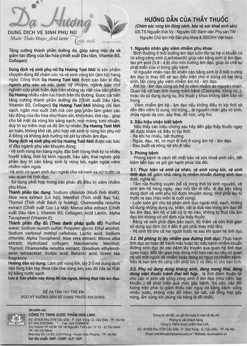 Dung dịch vệ sinh phụ nữ Dạ Hương trà xanh khử mùi chai 100ml