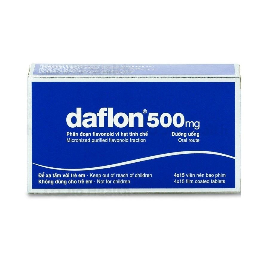 Thuốc Daflon 500mg Servier điều trị các triệu chứng liên quan đến suy giảm tĩnh mạch bạch huyết và trĩ cấp (60 viên)