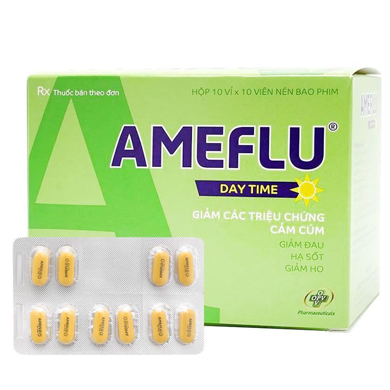 Thuốc Ameflu Day Time OPV giảm các triệu chứng cảm lạnh và cảm cúm (10 vỉ x 10 viên)
