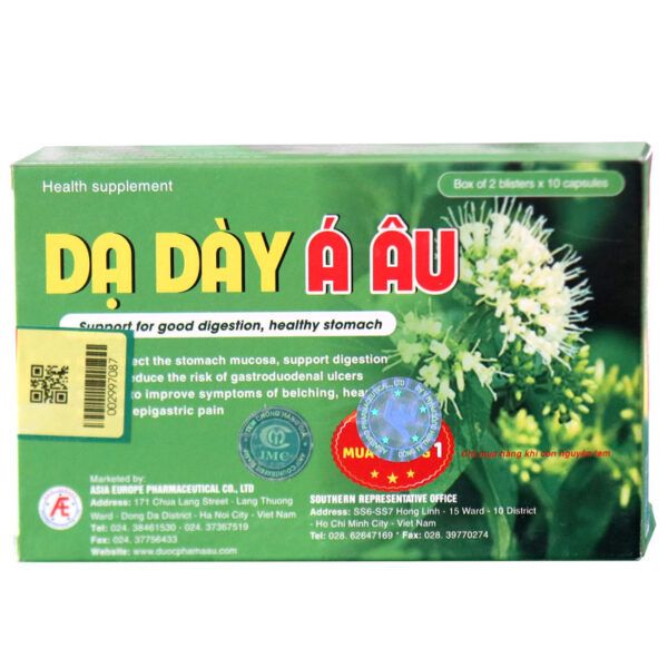 Dạ Dày Á Âu, hỗ trợ làm giảm acid dạ dày, giúp bảo vệ niêm mạc dạ dày