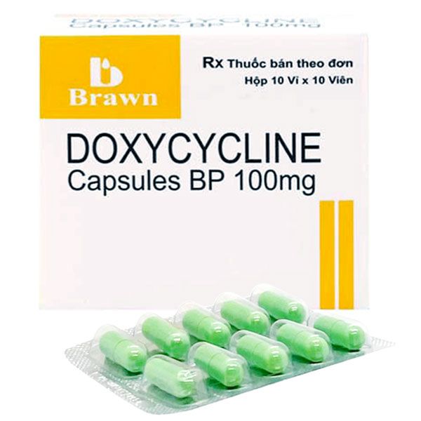 Thuốc Doxycycline 100mg Brawn điều trị bệnh Brucella, bệnh tả (10 vỉ x 10 viên)