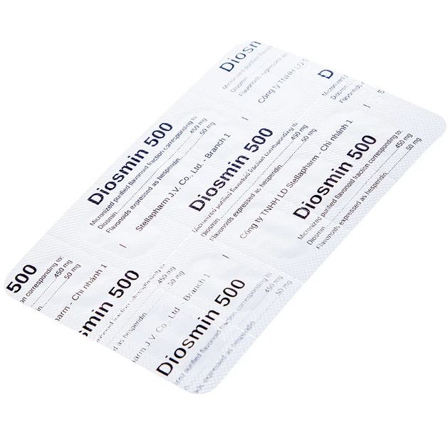 Thuốc Diosmin 500 Stella điều trị suy tĩnh mạch, mạch bạch huyết (6 vỉ x 10 viên)
